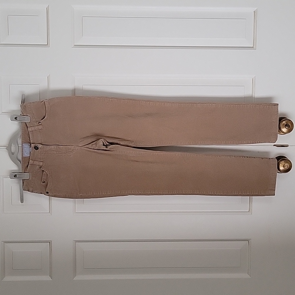 Pure Collection velvet feel tan skinny pants sz 0